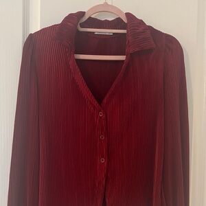 SHEIN Red Pleated Blouse